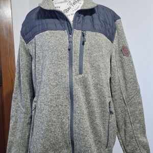 Free Country Heathered Grey Full-Zip Jacket with Navy Yoke
